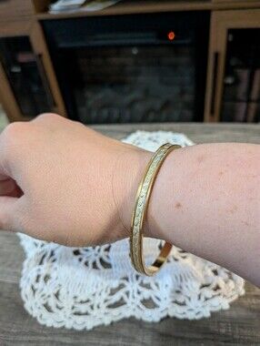 Gold Engraved Bangle Bracelet